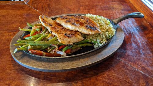 Grilled Chicken Broccoli Cauliflower and Green Bean Sauté